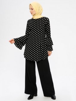 Bol Paça Siyah Pantolon