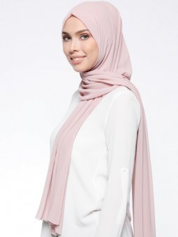 Elit Şifon Açık Gül Kurusu Şal