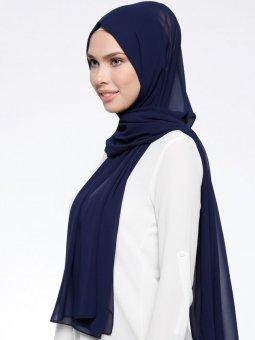Elit Şifon Lacivert Şal