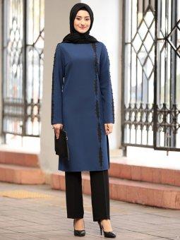 Elif Pantolon&Tunik İkili Indigo Takım