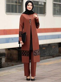 Yıldız Tunik&Pantolon İkili Kahverengi Takım