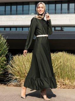 Volanlı Haki Elbise