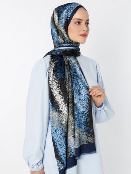 Mare İpeksi Twill Mavi Renkli Şal