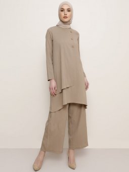 Tunik&Pantolon İkili Koyu Vizon Takım