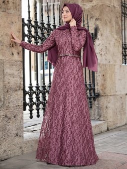 İpek Gül Kurusu Abiye Elbise