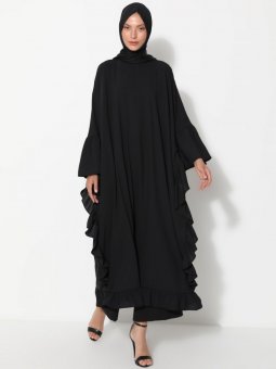 Fırfırlı Siyah Ferace