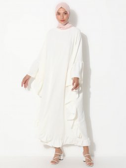 Fırfırlı Ekru Ferace