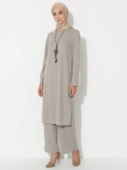 Tunik&Pantolon İkili Vizon Takım