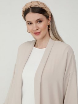 Bej Büyük Beden Düz Renk Ferace