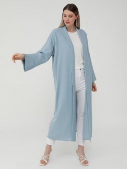 Büyük Beden Düz Renk Buzul Mavi Ferace