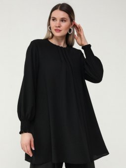 Siyah Büyük Beden Düz Renk Tunik