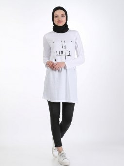 Baskılı Beyaz Tunik