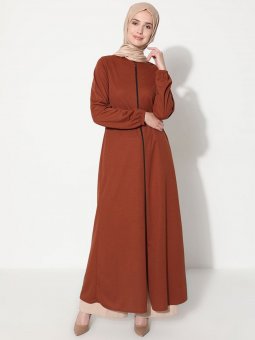 Fermuarlı Cepli Taba Ferace