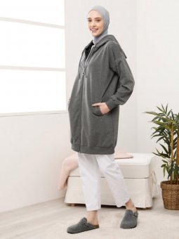 Fermuarlı Spor Antrasit Kap