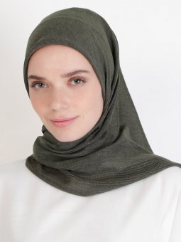 Pano Pamuk Koyu Haki Eşarp