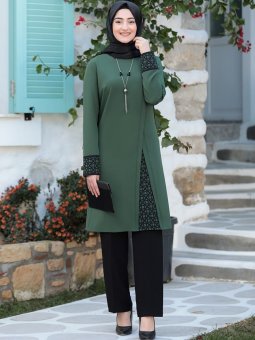 Asya Tunik&Pantolon Abiye Haki Takım