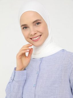 Doğal Kumaşlı Düğme Detaylı Açık Mavi Tunik