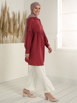 Bebe Yaka Koyu Gül Kurusu Tunik