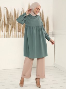 Bebe Yaka Küf Yeşili Tunik