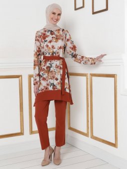 Tunik&Pantolon İkili Kiremit Takım