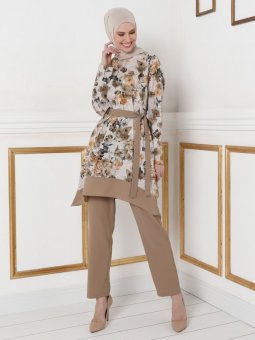 Tunik&Pantolon İkili Vizon Takım