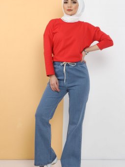 İspanyol Paça Açık Mavi Kot Pantolon