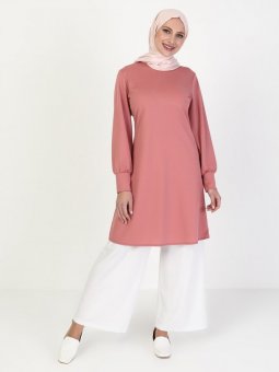 Kolu Detaylı Pudra Tunik